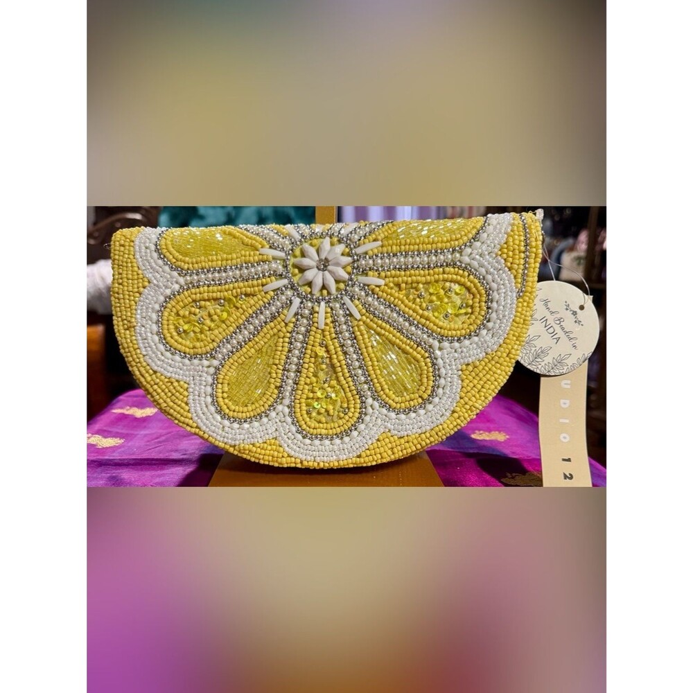 NWT Studio 12 Beaded Lemon Slice Crossbody Clutch Bag India